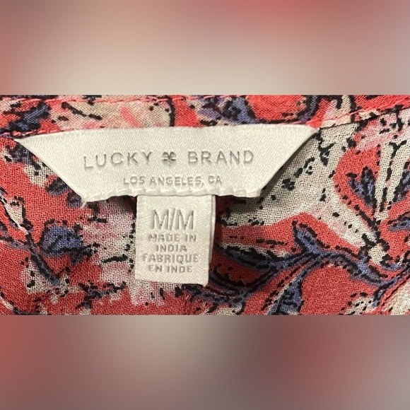 Lucky Brand Mixed Media Flutter Sleeve Floral Lightweight Color:Orange Size:M - Picture 8 of 10
